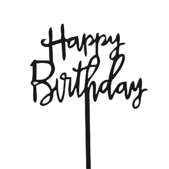 Happy Birthday Cake Topper in Black, 10 Pcs Acrylic Decorative Inserts for Party Dessert Stations and Celebration Baking Supplies