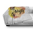 thumbnail image 3 of Live Laugh Love Soft Flannel Fleece Blanket, Ink Painted Style Lettering on Soft Watercolors Inspiration Artwork, Cozy Plush for Indoor and Outdoor Use, 70" x 90", Yellow Coral Black, by Ambesonne, 3 of 6