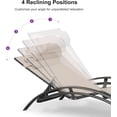 thumbnail image 6 of PURPLE LEAF Patio Chaise Lounge Set of 3 Outdoor Lounge Chair Beach Pool Sunbathing Lawn Lounger Recliner Chiar Outside Tanning Chairs with Arm for All Weather, Side Table Included, Beige, 6 of 10