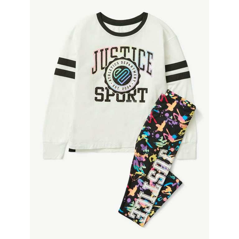 Justice Girls Holiday Gifting Long Sleeve T-Shirts & Legging 3-Piece Outfit  Set, Sizes XS-XLP 