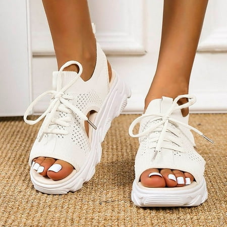 

LEEy-World Womens Shoes Womens Ankle Strap Platform Sandals Casual Espadrille Flatform Wedge Summer Shoes Canvas Cork Sole