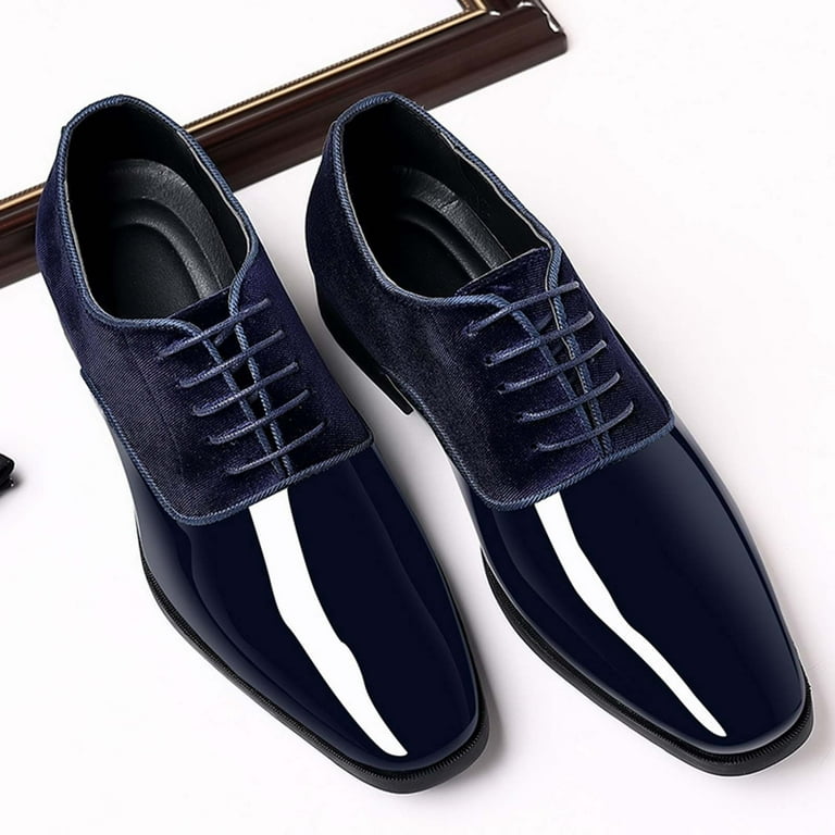 RUIYANQI Men's Vintage High Gloss Dress Shoes Patent Oxford Formal Business Suit Tuxedo Shoes Fashion Men's Casual Pointed Comfy Leather Shoes Casual