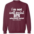 thumbnail image 2 of OXI Crewneck Sweatshirt - I Am Not Anti Selectively Social, Basic Casual Sweatshirts for Men's and Women Fleece Sweatshirt Long Sleeve - Maroon 2X-Large, 2 of 2