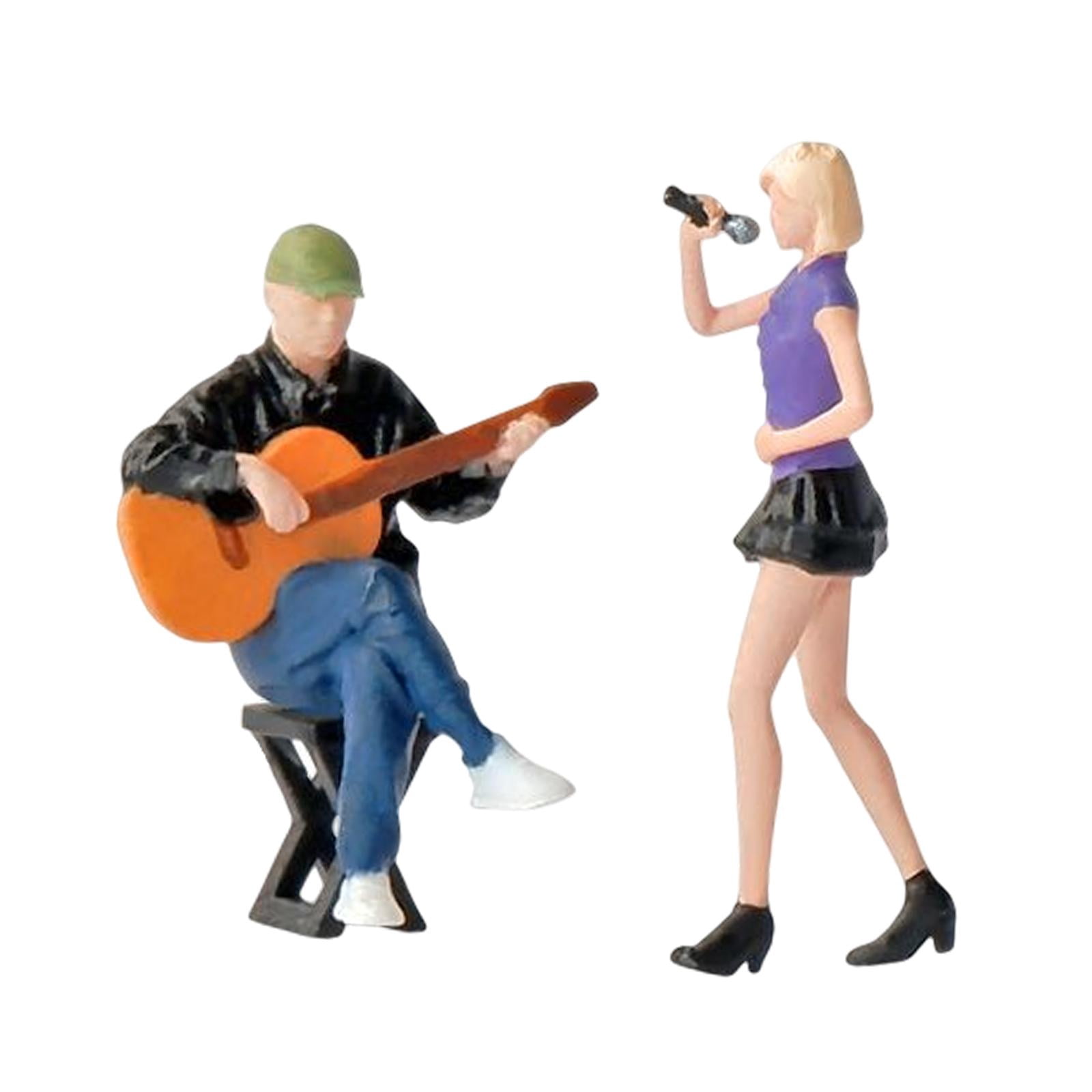 LeeQinersw 1:64 Simulation Guitarist and Singer Figures Collection Hand Painted Sand Table