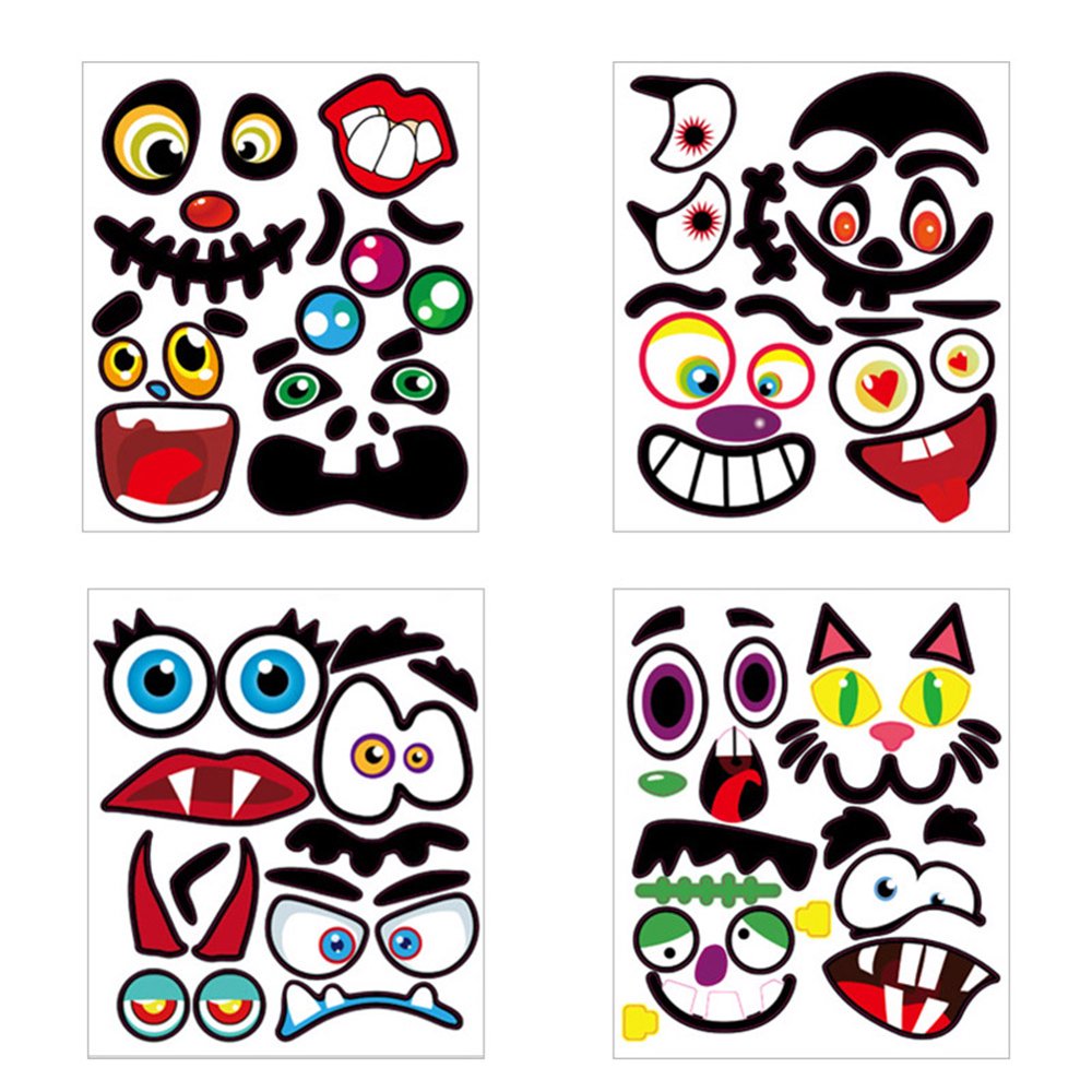 Stickers Pumpkin Face Sticker Halloween Ghost Face Sticker Trick Or Treat Party Decoration