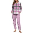thumbnail image 4 of Plaid Lounge Sets for Women Fleece 2 Piece Jogger Pajama Long Sleeve Pants Loungewear Winter Casual Matching Outfits New Pajamas for Women Set Pinky XXL, 4 of 7