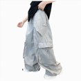 thumbnail image 3 of HFHAPW Boys Baggy Cargo Pants Casual Loose Fit Parachute Pant Fashion Harem Joggers with Pockets(Light Gray,13-14Y), 3 of 9