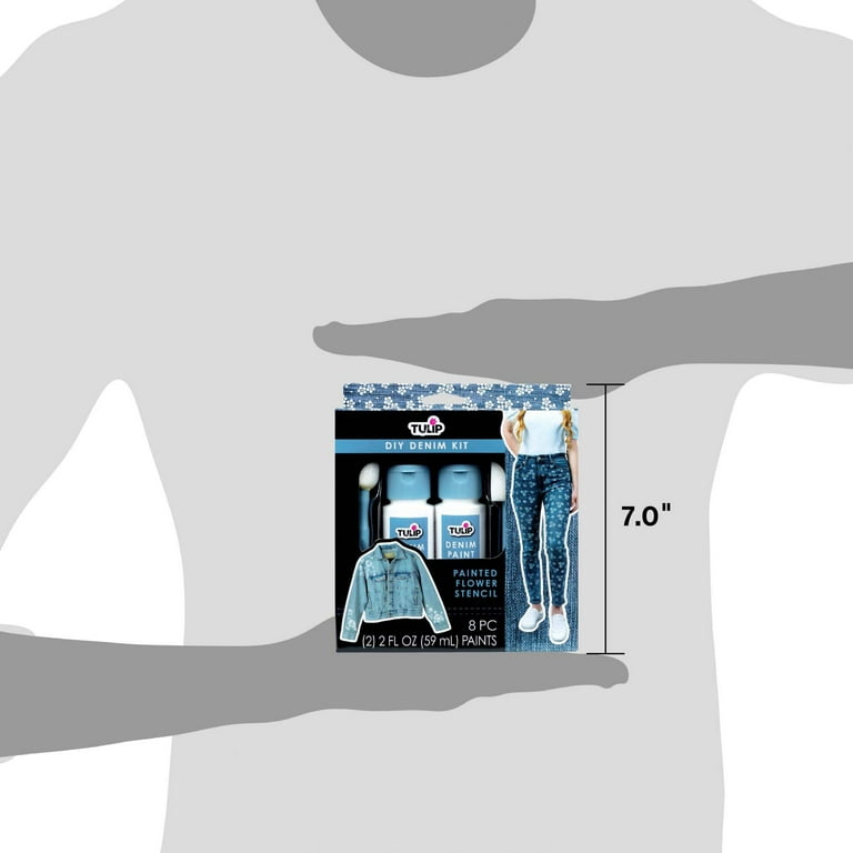 Tulip DIY Denim Paint and Stencil Kit, 8 Pieces for Customizing