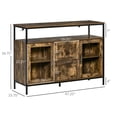 thumbnail image 3 of HOMCOM Industrial Sideboard Buffet Cabinet, Glass Door Bar Table, 2-Drawer Cupboard with Adjustable Shelves for Dining, Living Room, Rustic Brown, 3 of 10