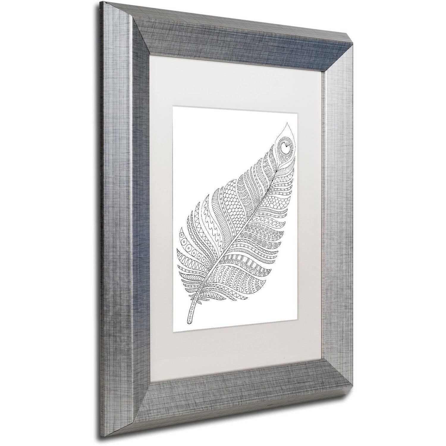 Trademark Fine Art "Single Feather" Canvas Art by Hello Angel, White Matte, Silver Frame