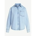 thumbnail image 6 of Free Assembly Women's Button Up Denim Shirt with Long Sleeves, Sizes XS-XXL, 6 of 6