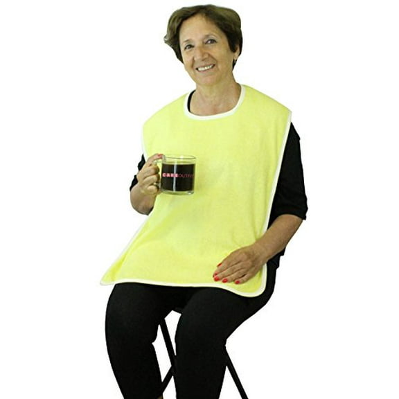 Terry Cloth Adult Bib with Velcro Closure, 3 Count, Yellow