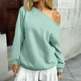 thumbnail image 4 of Womens Off Shoulder Sweatshirt Oversized Drop Shoulder Long Sleeve Fleece Pullover Top Fall Soft Outfits, 4 of 6
