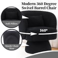 thumbnail image 3 of CRERIYO 360° Swivel Accent Chair Set of 2, Cloud Velvet Upholstered Barrel Seat with a Pillow, Round Lounge seating for Living Room, Black, 3 of 6