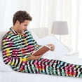 thumbnail image 6 of Naloa Trendy Colorful Pineapples Men’s Pajamas Set - Long Sleeve Button Down Sleep Shirt and Pajama Bottoms Sleepwear Set-X-Large, 6 of 7