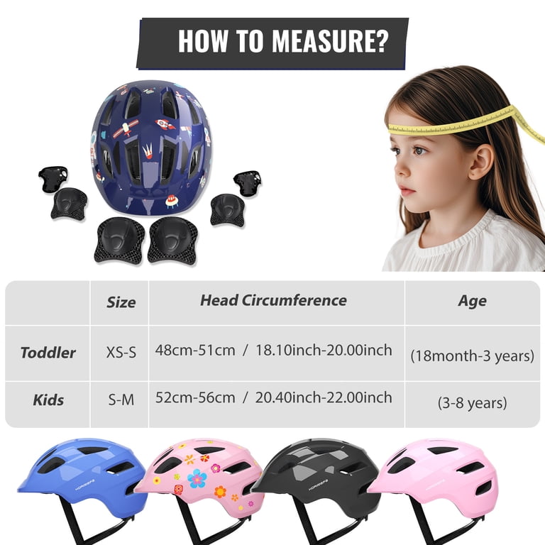 Korimefa Kids Bike Helmet Toddler Bicycles Helmets, Multi-Sport Protective Gear Set for 3-5-8-14 Years Boys Girls with Knee Elbow Pads Wrist Guards