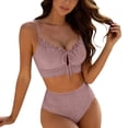 thumbnail image 2 of Gamivast Swimsuits for Women Bikini Sets 2 Pieces Push up Ribbed Ruffle Trim Tie Front Top High Waisted Bottom Tummy Control Swimwear Beach Vacation, 2 of 7