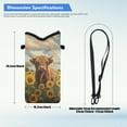 thumbnail image 6 of ZIATUBLES Neoprene Phone Bag Soft Cellphone Sleeve Pouch Shockproof Phone Purse Adjustable Crossbody Strap with Hook Loop Fastener, 4 X 8 Inch, Highland Cow Sunflower Cloud, 6 of 7