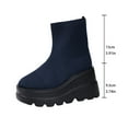 thumbnail image 4 of PiGOGI Women's Knit Elastic Ankle Boots Round Toe Wedge Heel Winter Casual Boots for Women Navy 36, 4 of 6