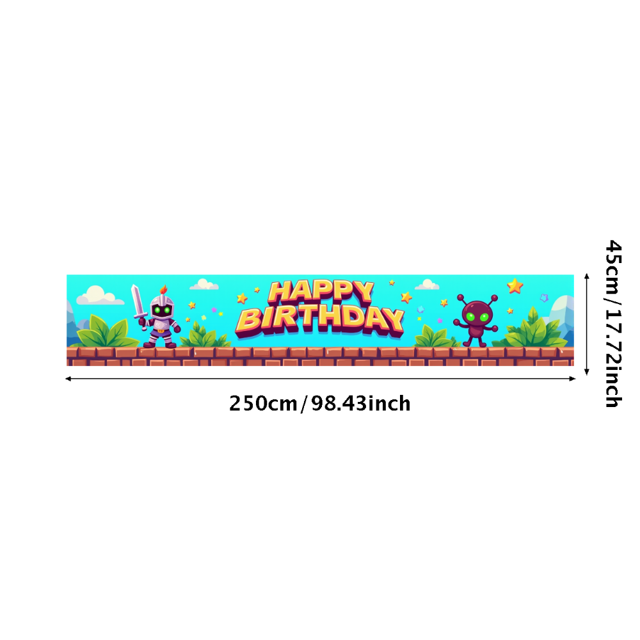 Pixel Style Happy Birthday Banner Party Backdrop Background Decorations for Birthday Party Photography Props Kids Celebrations Family Gatherings