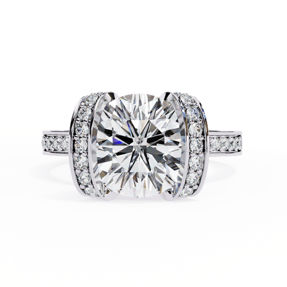 2.92 CT Round Brilliant Cut Lab Grown Diamond Unique Halo Style Wedding Anniversary Ring, 10k White Gold Engagement Proposal Ring For Women