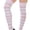 Baby Pink w/ White Stripes, variant on ToBeInStyle Womens Vibrant Horizontal Wide Striped Thigh High Stockings - Black w/ Orange Stripes - One Size