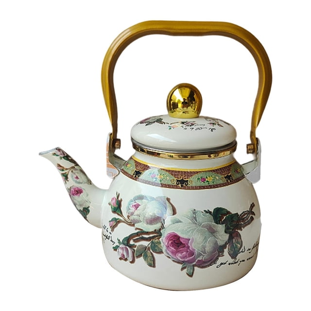 Tetera de esmalte, hervidor de agua caliente, diseño clásico retro, tetera resistente de 1,2 l, cafetera para cocina, hogar, oficina, agua caliente. Estilo B