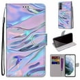 thumbnail image 2 of For Samsung Galaxy S22 Case, Mantto Magnetic PU Leather Phone Case With Hand Rope Strap Cute Pattern Painted Flip Credit/ ID Card Wallet Stand, Fluorescent Watermarks, 2 of 8