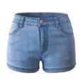 thumbnail image 3 of Afelkas Jean Shorts Womens High Waisted Denim Shorts Stretchy Summer Hotpants Trendy Distressed Ripped Bottoms with Pockets, 3 of 9