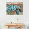 thumbnail image 2 of JRXY Sea Turtle Bathroom Wall Decor: Teal Coral Canvas Wall Art Sea Turtle Painting Gifts for Turtle Lovers Women Bedroom Office Home Decorations Rustic Swimming Turtle Picture Print Framed  20x16in, 2 of 4