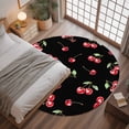 thumbnail image 3 of 3.3ft Round Rug, Cherry Rustic Non-Skid Rubber Backing Large Area Rugs - Living Room Bedroom Home Office, Spring Summer Tropic Fruit Black Indoor Floor Mat Carpets Washable Rug, 3 of 9