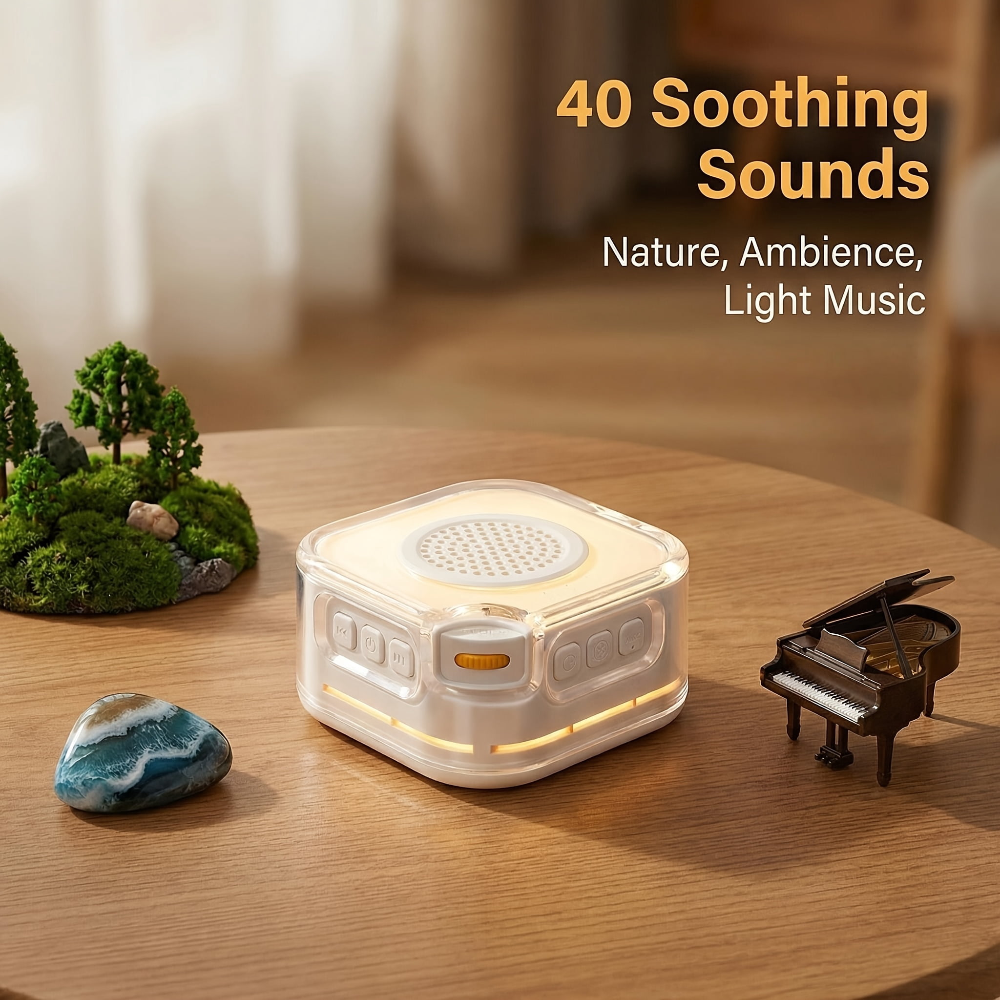 Portable White Noise Machine, 40 Soothing Sounds, Sleep Aid For, Office, Travel, 8-12H Battery
