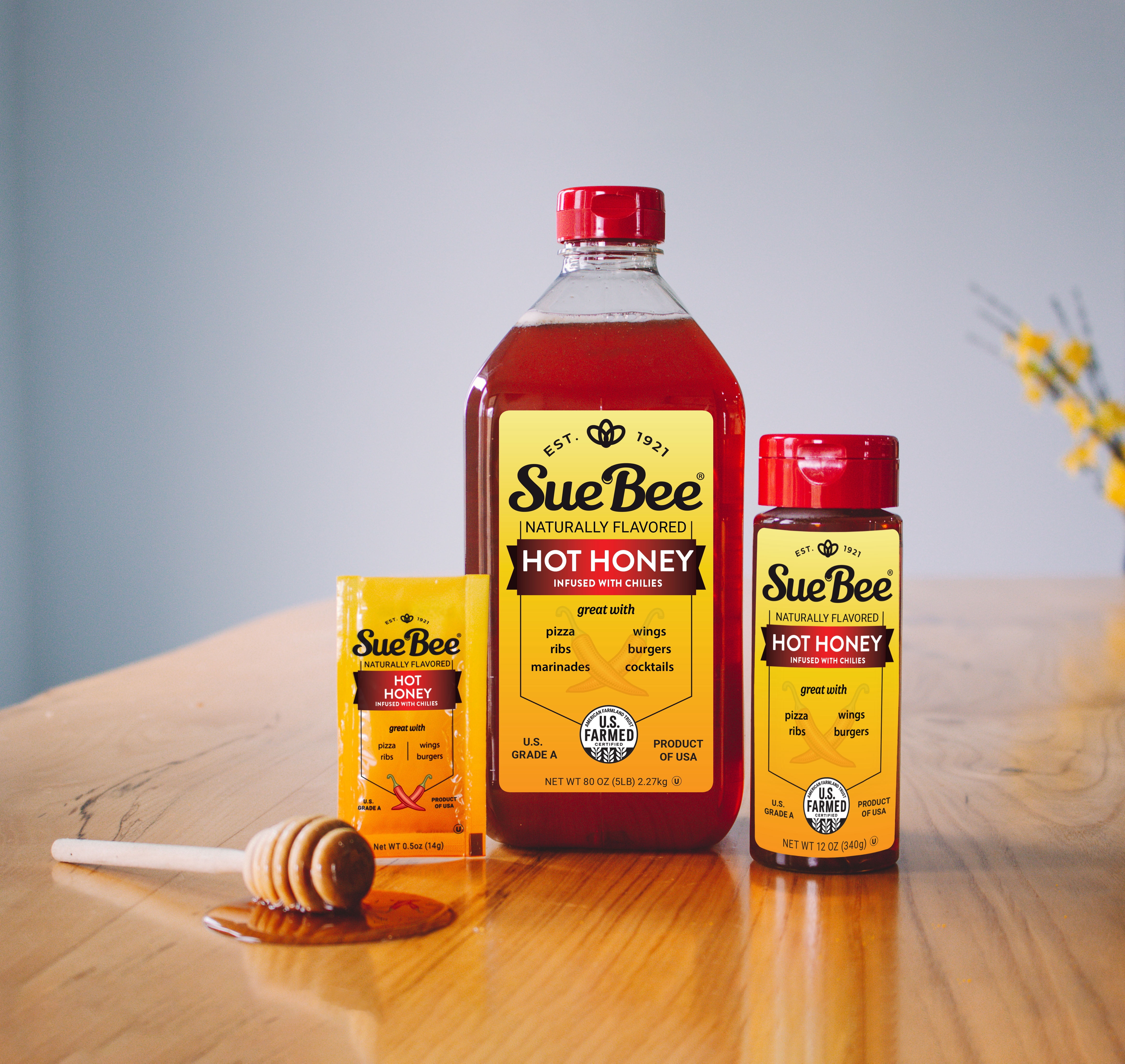 Sue Bee Naturally Flavored Hot Honey, Infused with Chilies, 5 lb Bottle