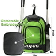thumbnail image 5 of Ksports Baseball Bag Green Backpack for Baseball, T-Ball & Softball Equipment & Gear for Youth and Adults - Holds Bats, Helmet, Gloves, Gear - Shoe Compartment & Fence Hook, 5 of 7