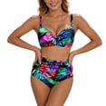 thumbnail image 2 of Women High Waisted Bikini Sets Two Piece Swimsuits Floral Print Bikini Swimwear Tankini Top With Bottoms 2 Piece Bathing Suits S, 2 of 5