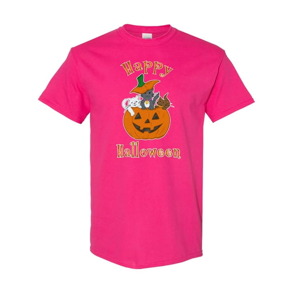 Inktastic Happy Halloween Kittens in Pumpkin T-Shirt
