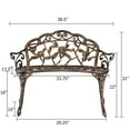 thumbnail image 4 of BaytoCare Rose Style Outdoor Patio Park Garden Bench Bronze Love Seat Cast Iron, 4 of 8