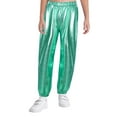thumbnail image 3 of inlzdz Girls 3Pcs Popular Singer Outfits Metallic Cropped Hoodie Tank Crop Top Pants Hip Hop Jazz Dancewear Light Green 10, 3 of 5