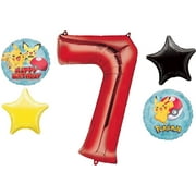 VIVA PARTY Pokemon Balloon Bouquet 7th Birthday 5 pcs - Party Supplies