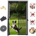 thumbnail image 1 of Mosquitera Magnética para Puertas,Cortina Malla,Junta magnética de arriba a abajo con cierre automático,con Nylon Tiras de Almacenamiento en los Lados,Cinta Sin Taladros (negro, 210×120cm), 1 of 8