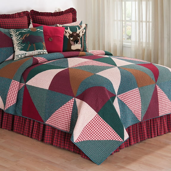 Shady Pines Burgundy Red Cabin Lodge Full/Queen Quilt