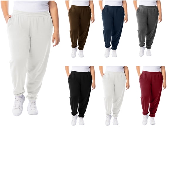 Lzobxe Pants for Women Casual Elastic Waist Solid Trousers with Pockets Plus Size Straight Leg Slacks,Sizes L-5XL