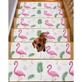 thumbnail image 2 of Stair Treads for Wooden Steps,Pink Flamingos Peel and Stick Stair Treads with Reusable Adhesive,Summer Green Tropical Palm Leaves Non Slip Indoor Stairs Runner Rugs Mats for Elders Dogs 8"x30" 15PCS, 2 of 7