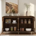 thumbnail image 3 of Hassch 55" Sideboard Buffet Cabinet, Modern 4-Door Storage Cabinet with Adjustable Shelves, Coffee Bar Cabinet for Dining Room, Living Room, Entryway, Brown, 3 of 8
