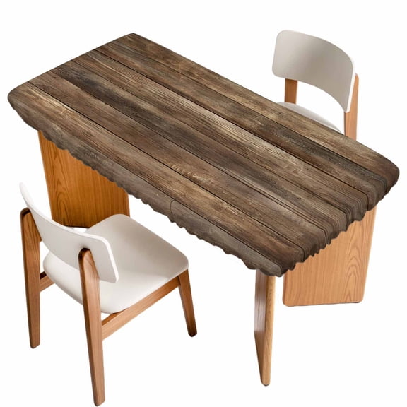 Old Wooden Board Table Cloths for 3 Foot Rectangle Tables, Country Farmhouse Wooden Planks Brown Patio Waterproof Elastic Fitted Tablecloths, Washable Rectangular Table Cover for Camping