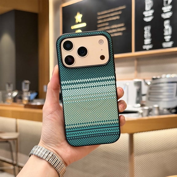 Magnetic For iPhone 16 Phone Case,Gradient Fiber Pattern Back Design,Compatible with Mag-Safe,Slim Thin Anti-Scratch Protection,Shockproof Anti-fall Rugged Phone Case,Green
