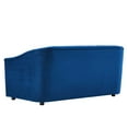 thumbnail image 5 of Tufted Loveseat Sofa, Blue Navy, Velvet, Modern Contemporary, Mid Century Living Hotel Lounge Cafe Lobby, 5 of 8