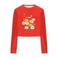 thumbnail image 4 of cocolona Womens Cropped Sweatshirts Fall Long Sleeve Crew Neck Shirts Fashion Casual Floral Print Pullover Tops, 4 of 5