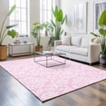 thumbnail image 3 of Area Rugs 2.7'x5', Pink Boho Flowers Carpet Runner Indoor Outdoor Rugs Home Decor Aesthetic, Vintage Ethnic Flowers Botanical Non Slip Mats Washable Accent Rug for Living Room Bedroom, 3 of 8
