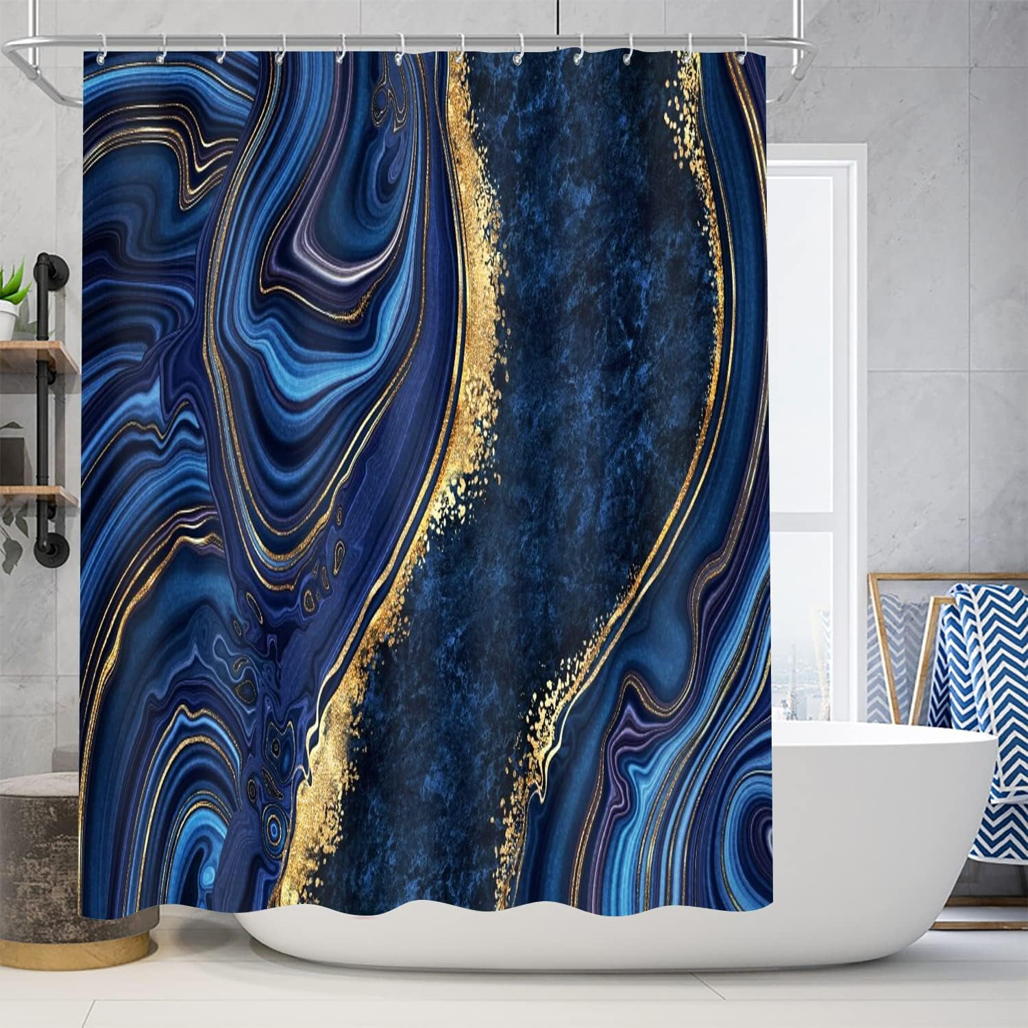 4 Pcs Black Marble Shower Curtain Sets with Rugs Gold Bathroom Sets with Shower Curtain and Rugs Modern Abstract Bathroom Decor Accessories Shower Curtains for Bathroom Toilet Lid Cover